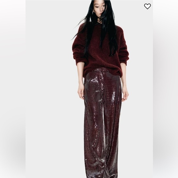 New H&M Sequined Burgundy Pants - Picture 3 of 6